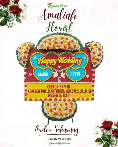 Karangan Papan Bunga Pernikahan di Pekunden